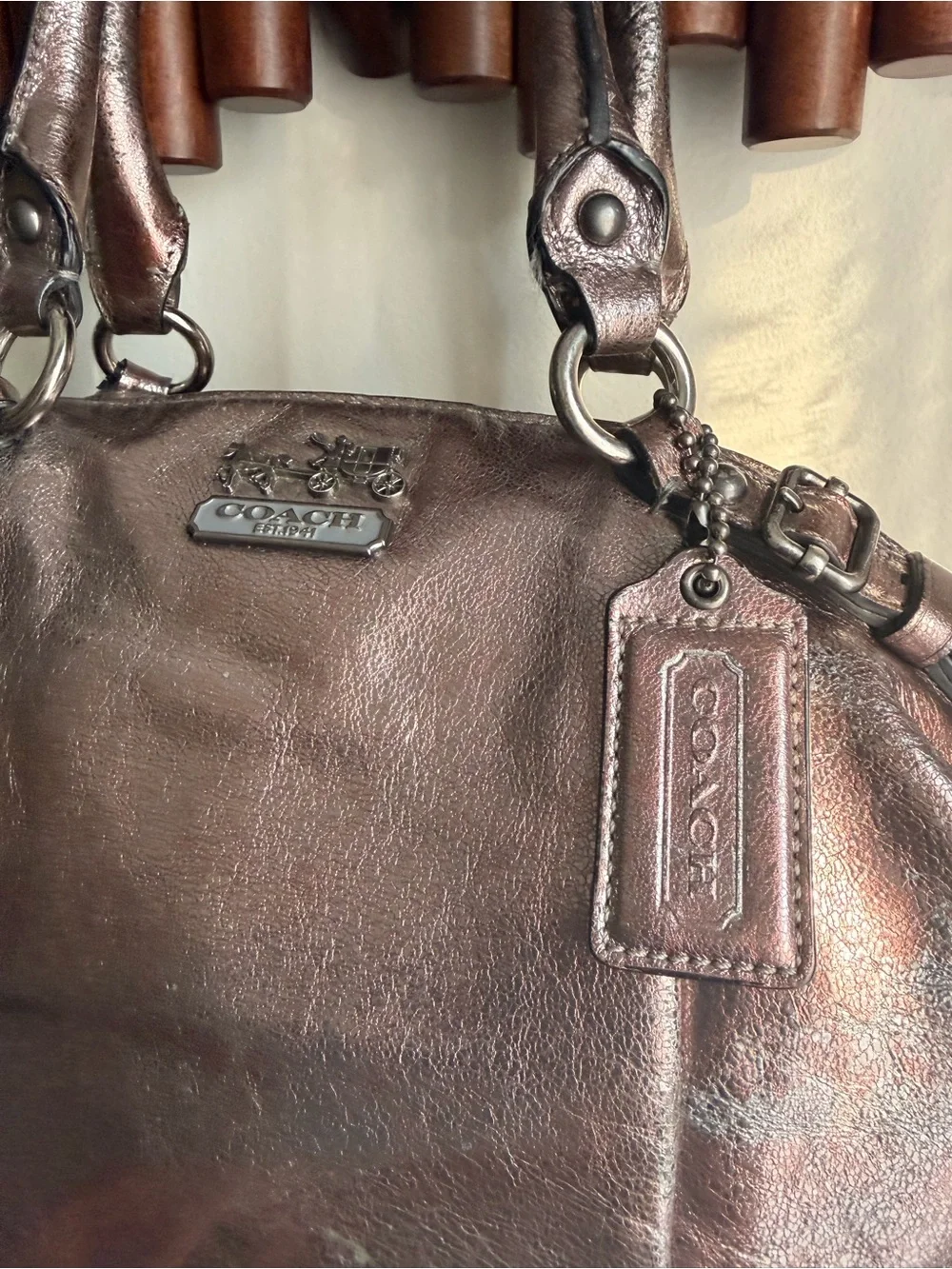Coach Metallic Bronze Leather Satchel